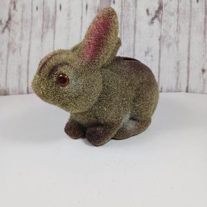 Vintage Chadwicks Flocked Bunny Rabbit Coin Bank 1970s